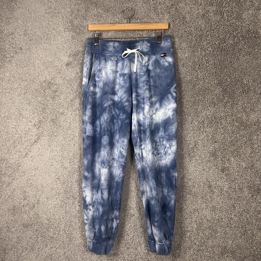 Tommy Hilfiger Sweatpants Womens XS Blue Tie Dye Joggers Elastic Waist Pockets